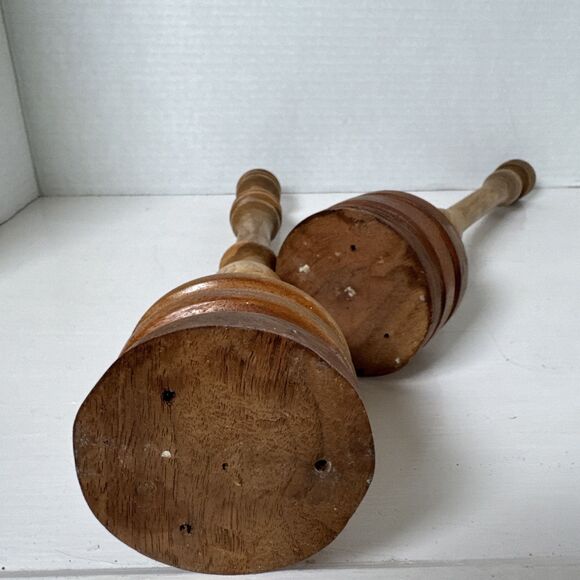 Vintage Handmade Wooden Spindle Candle Holders - Picture 5 of 10